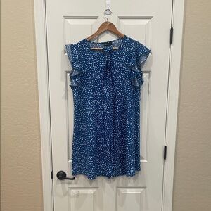 SHEIN Navy Polka Dot Ruffle Blouse